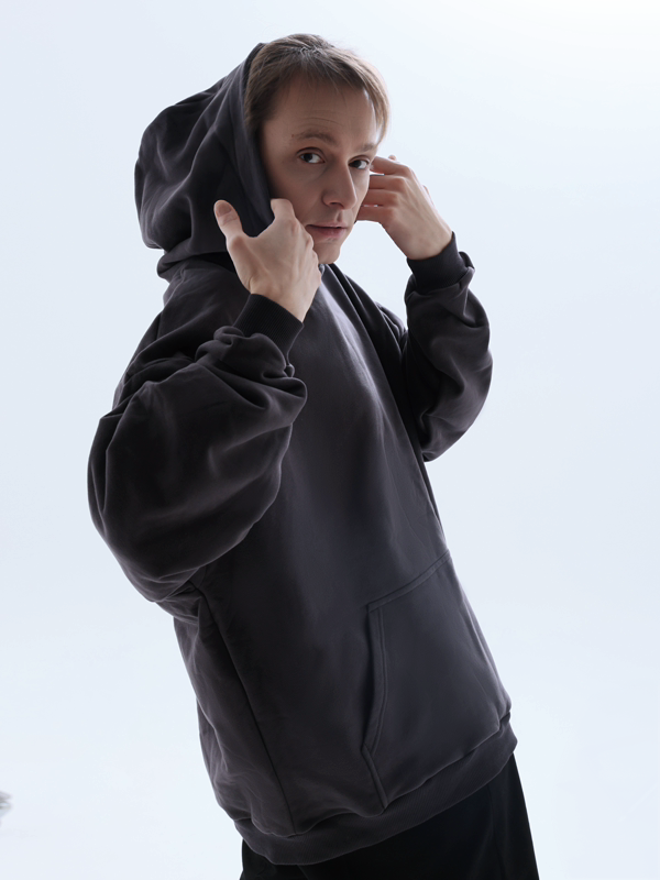 Худи оверсайз в цвете графит мужское