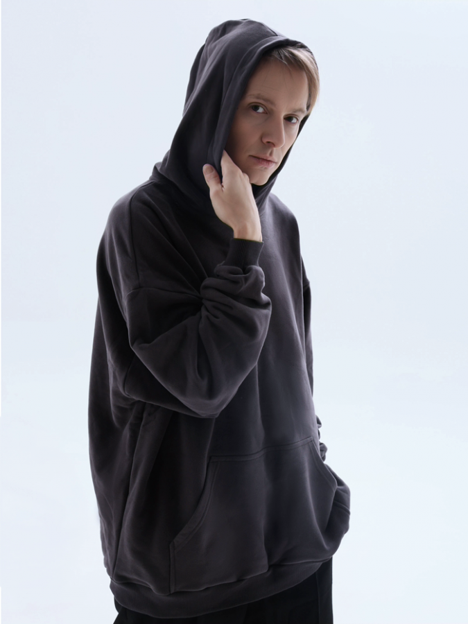 Худи оверсайз в цвете графит мужское