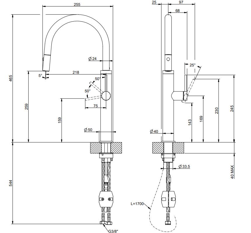 Смеситель для кухни Gessi Bath-Shower 316 60022 ФОТО