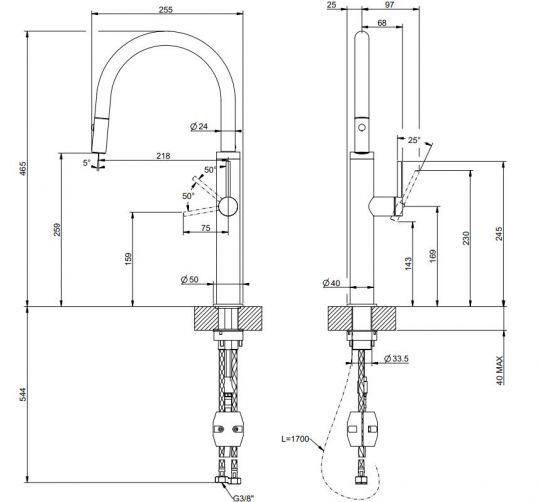 Смеситель для кухни Gessi Bath-Shower 316 60022 схема 5