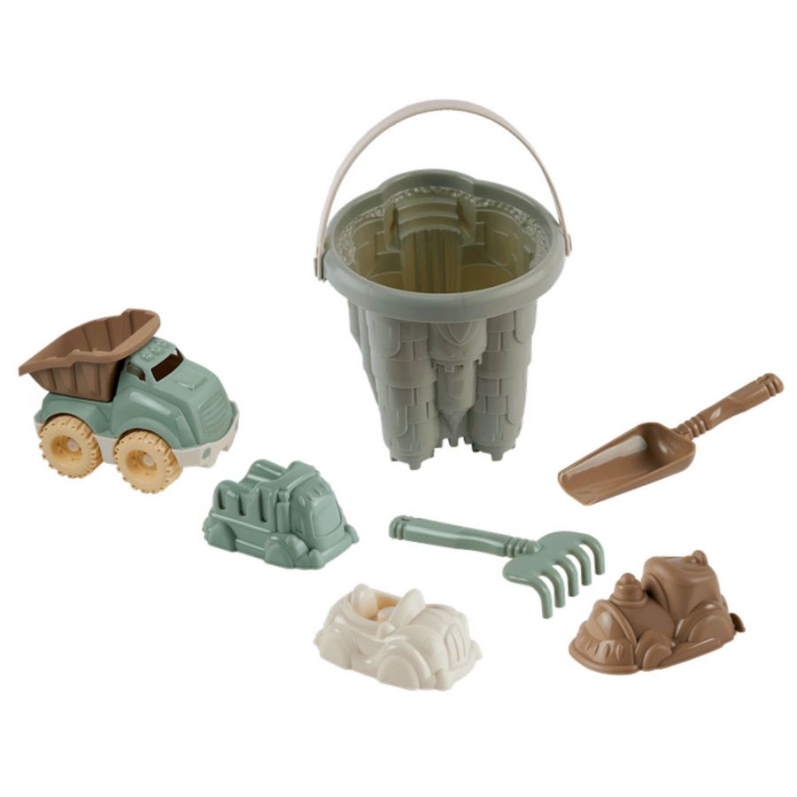 Набор для песка (грузовик малый, ведро "Замок", совок, грабли, 3 формочки). Серия "Эстетика"