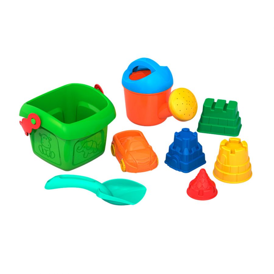 Набор для песка №136 (ведерко ШКД17, совочек мал.Шкода, 4 формочки "Башенки", леечка 144, мини Ашка)