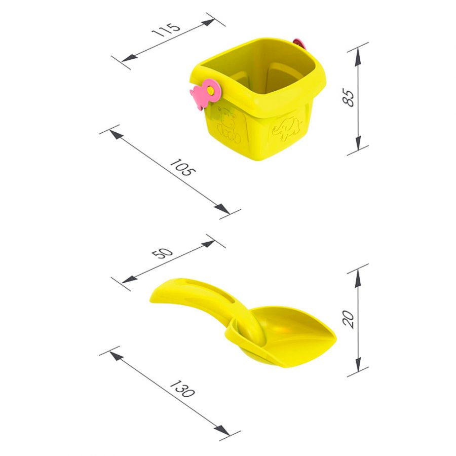 Набор для песка №135 (ведерко ШКД17, совочек мал. Шкода, 4 формочки "Башенки")