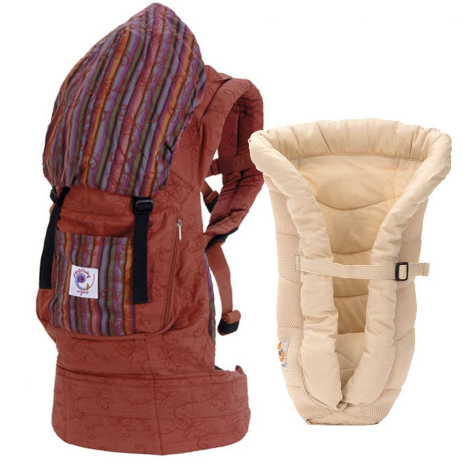 Комплект эргорюкзак+вставка Bundle of Joy Ergobaby Carrier Organic Twill Sienna Sunset +Infant Insert Heart2Heart