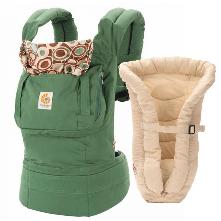 Комплект эргорюкзак+вставка Bundle of Joy Ergobaby Carrier Organic River Rock Green +Infant Insert Heart2Heart