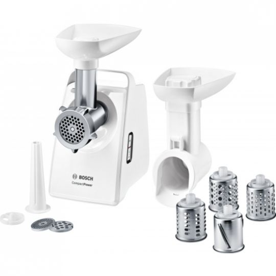 Мясорубка Bosch CompactPower MFW3X14W, 4 барабана (3 терки, 1 шинковка) EU