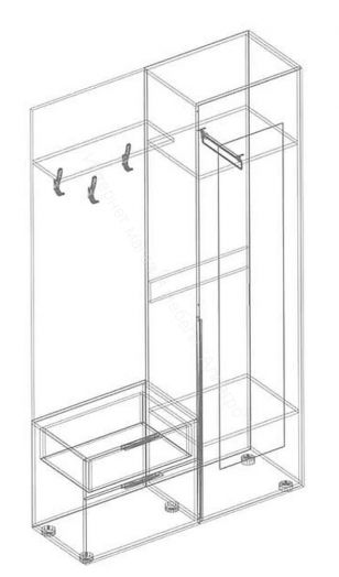 Прихожая (правое исполнение) 1150х2100х400 Пикар