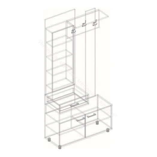 Вешалка с зеркалом "Граф" (левое исполнение) Перламутр/Дуб баррик