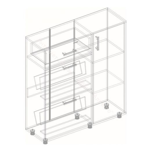 Обувница "Граф" 3-х створчатая с ящиком Тёмно серый/Дуб золотистый