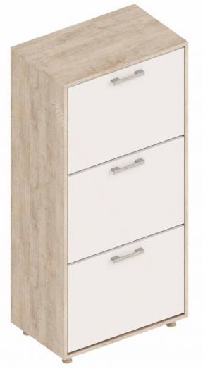 Обувница "Граф" 3-х створчатая Перламутр/Дуб баррик