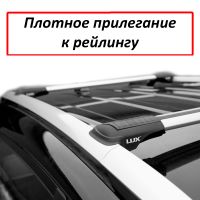 Багажник на рейлинги Škoda Roomster 2010-15, Lux Hunter, серебристый, крыловидные аэродуги