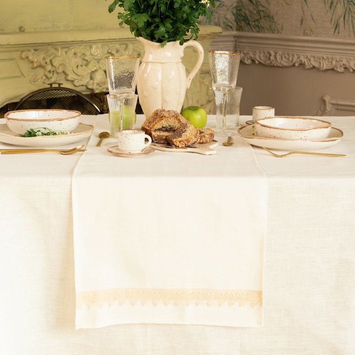 Дорожка на стол Этель Кitchen linen, 40?176 см, 100% лён 240 г/м?, белая