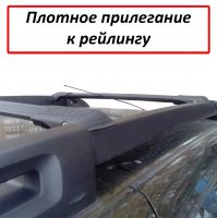 Багажник на рейлинги Renault Duster II (2015-2020), Lux Hunter, черный, крыловидные аэродуги