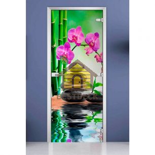Стеклянная межкомнатная дверь с фотопечатью DW «Spa-09»
