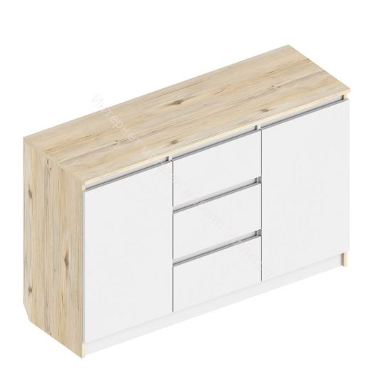 Комод 2-ств. с 3 ящиками 1200 мм Белый лофт/Гаскон пайн