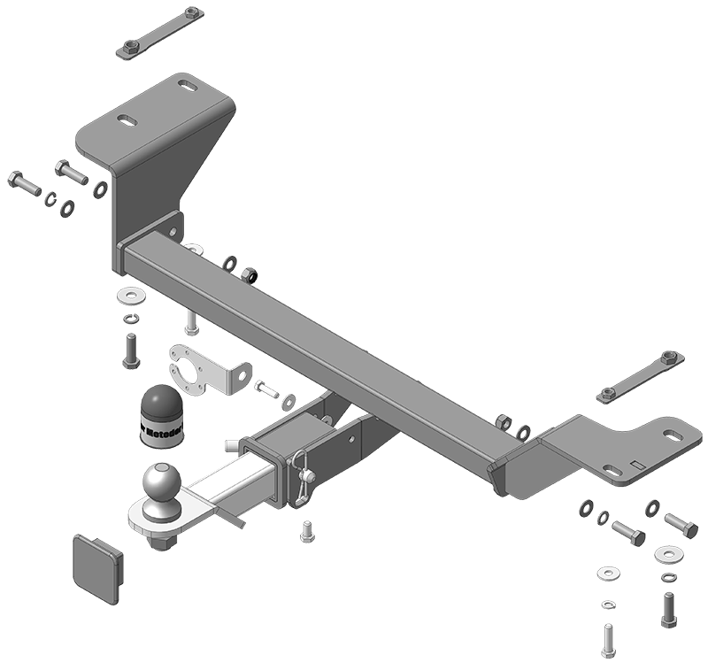 Фаркоп с оцинк. шаром JAC JS4 2021-, Москвич 3 2022- съемное крепление шара под американский квадрат