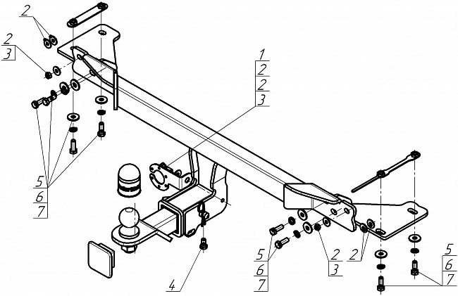 Фаркоп Geely Atlas Pro 2021- / Belgee X70 съемное крепление шара под американский квадрат
