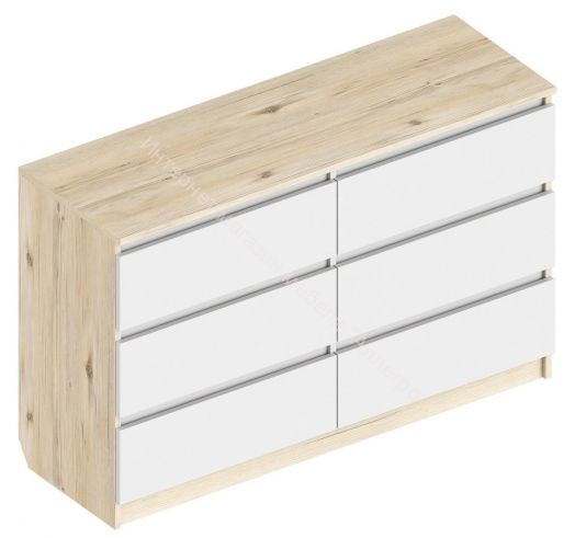 Комод с 6 ящиками 1400 мм Белый лофт/Гаскон пайн