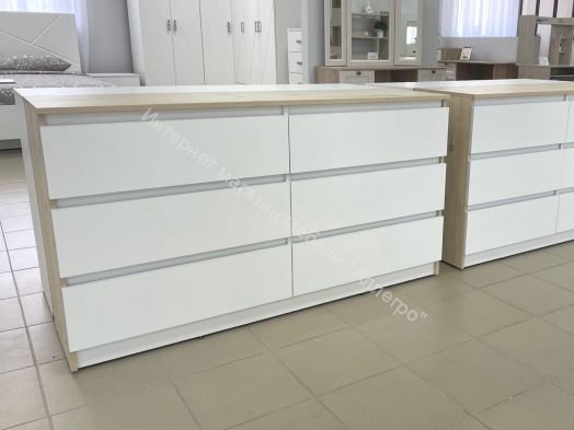 Комод с 6 ящиками 1400 мм Белый лофт/Гаскон пайн