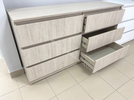 Комод с 6 ящиками 1400 мм Белый лофт/Гаскон пайн