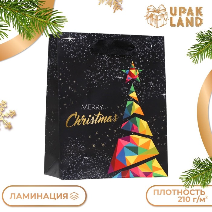 Пакет ламинированный "Современный Merry Christmas" 11,5 х 14,5 х 6 см