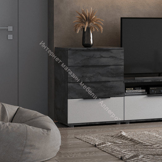 Комод с 4 ящиками "Моника" Айрон Рок/Белый Лофт