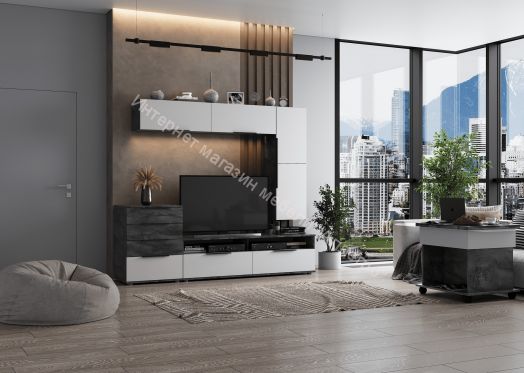 Комод с 4 ящиками "Моника" Айрон Рок/Белый Лофт