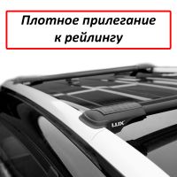 Багажник на рейлинги Nissan Qashqai 2006-13, Lux Hunter, черный, крыловидные аэродуги