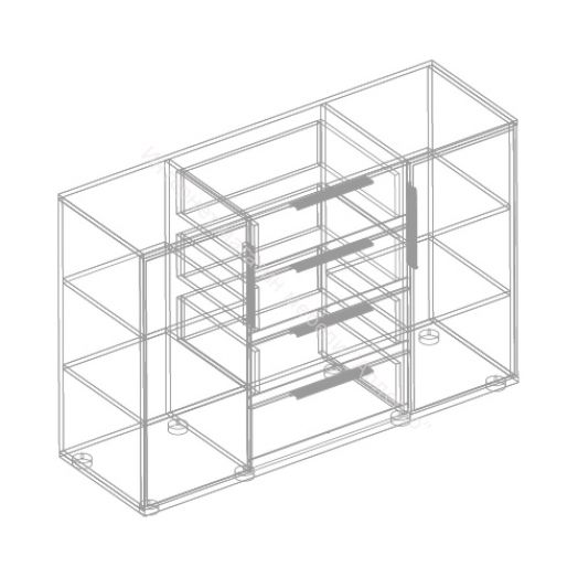 Комод 2 ств. с 4 ящиками "Лео 2" Софт Айс (белый)/Айрон рок