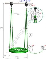 Качели-гнездо 100 см высота 275 см с креплением на трубу или к потолку