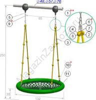 Качели-гнездо 132 см высота 250 см с креплением на трубу или к потолку
