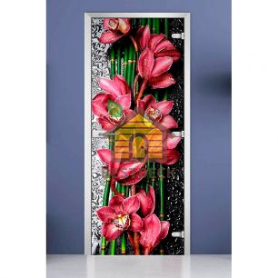 Стеклянная межкомнатная дверь с фотопечатью DW «Flowers-20»