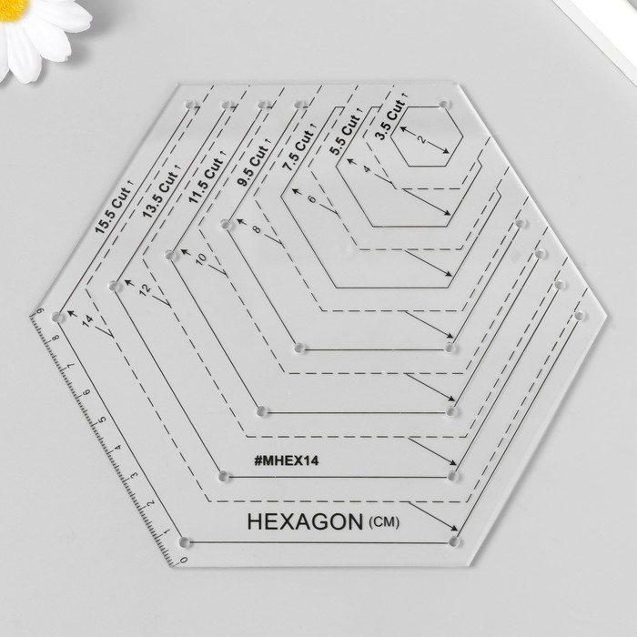 Линейка для пэчворка пластик "Шестигранная"