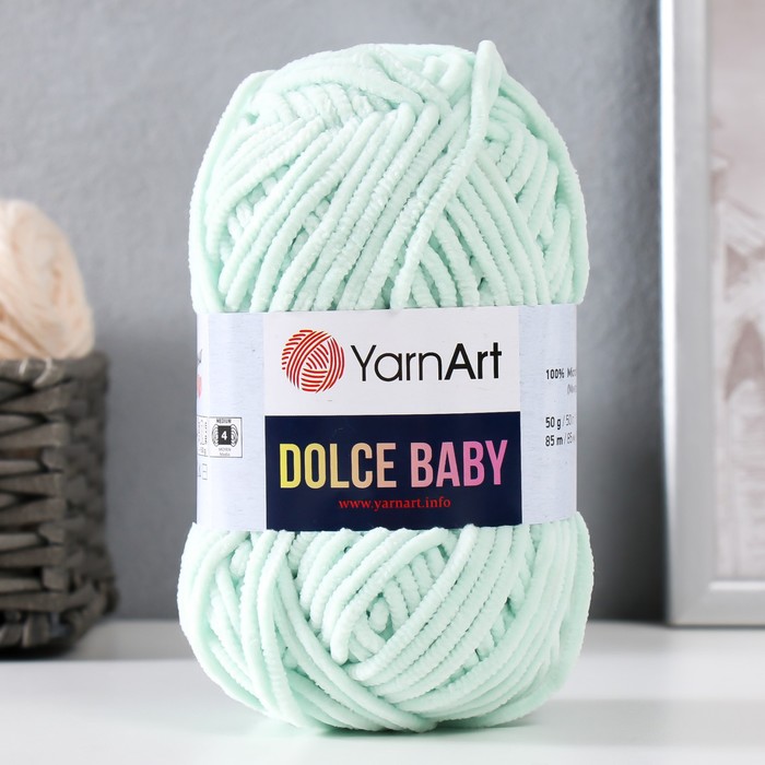 Пряжа для вязания спицами, крючком YarnArt, Dolce Baby, 100% микрополиэстер, 85 м/50 г, (753 мятный)