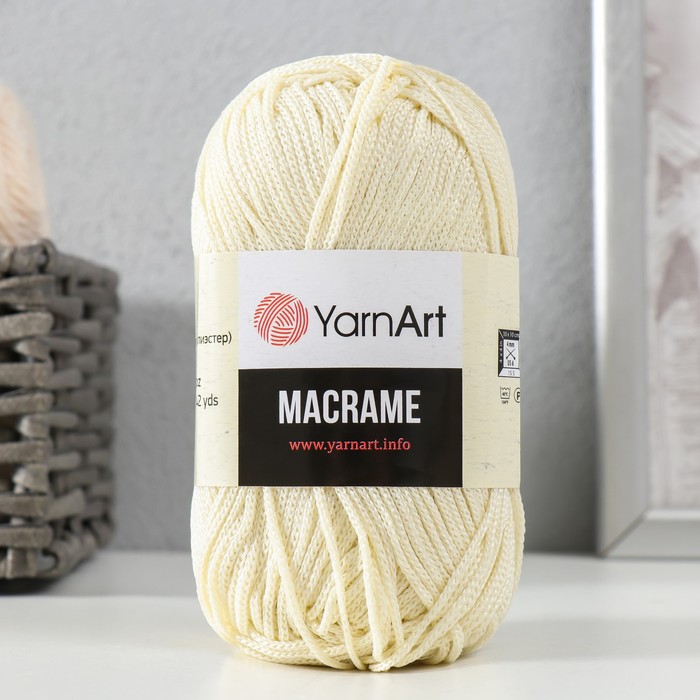 Пряжа для вязания спицами, крючком YarnArt, «Macrame Макраме», 100% полиэстер, 130 м/90 г, (137 молочный)