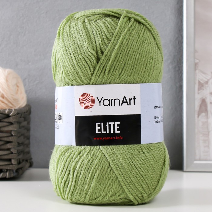 Пряжа для вязания спицами, крючком YarnArt, Elite, 100% акрил, 300 м/100 г, (69 фисташка)