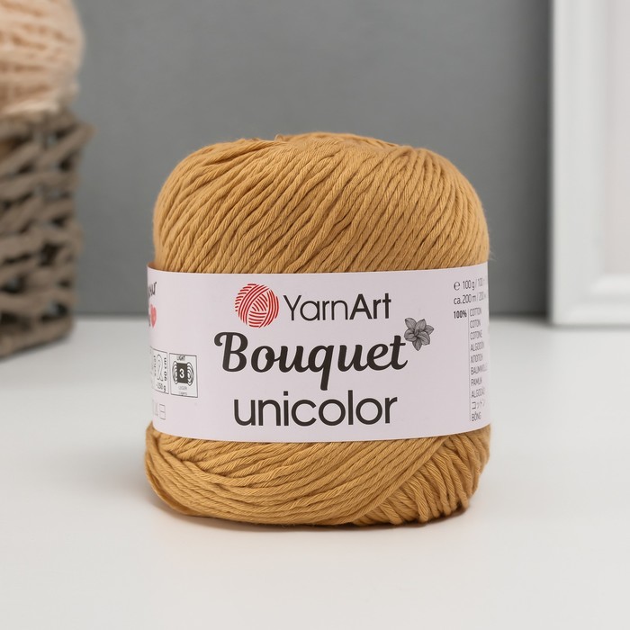 Пряжа для вязания спицами, крючком YarnArt, Bouquet Unicolor, 100% хлопок, 200 м/100 г, (3206 св. бежевый)