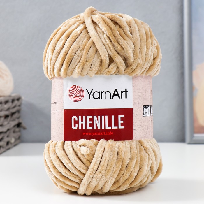 Пряжа для вязания спицами, крючком YarnArt, Chenille, 100% микрополиэстер, 90 м/100 г, (547 бежевый)