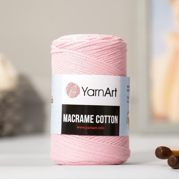 Пряжа для вязания спицами, крючком YarnArt, Macrame Cotton, 20% полиэстер, 80% хлопок, 225 м/250 г, (762 пудра)