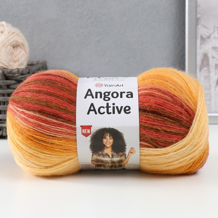 Пряжа для вязания спицами, крючком YarnArt, Angora Active, 20% шерсть, 80% акрил, 500 м/100 г, (844 бордово-персиковый)