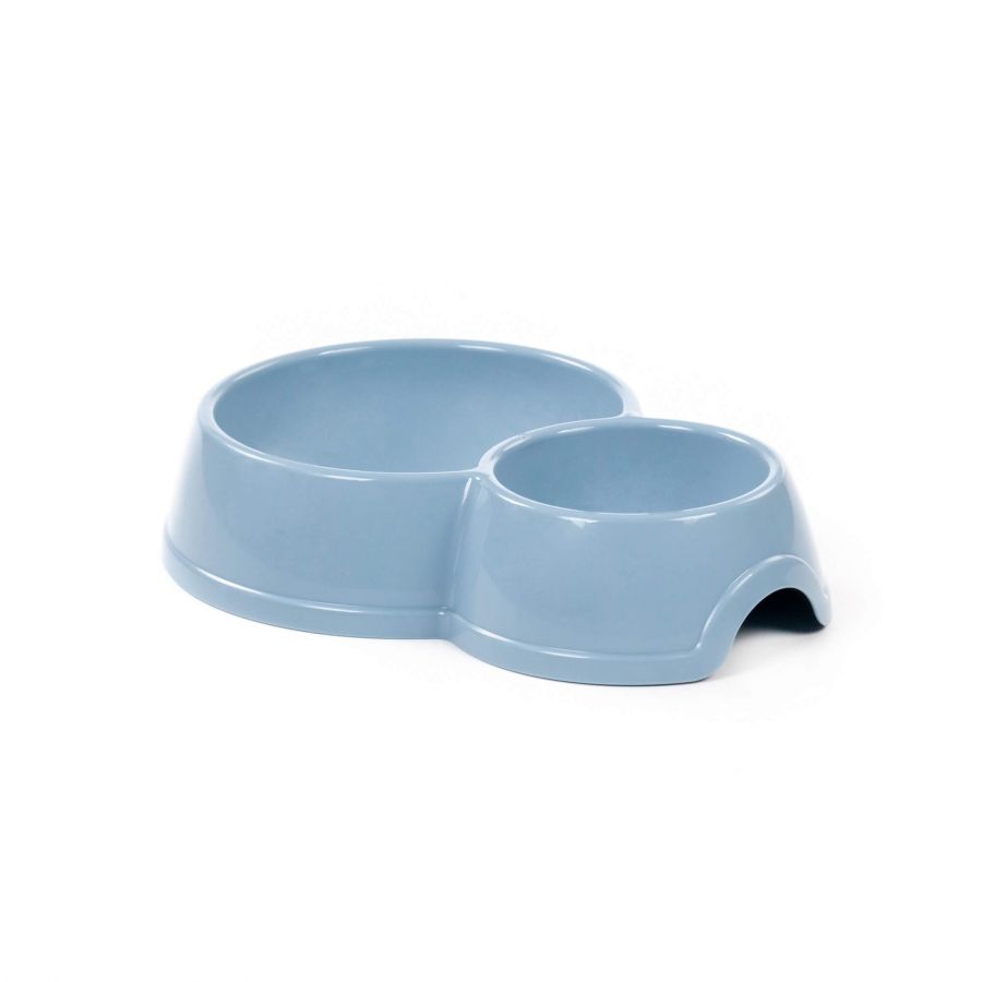 Миска для животных №9 двойная, 246х179 мм, 0,6 литра (разные цвета)