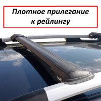Багажник на рейлинги Subaru Forester SJ 2012-18, Lux Hunter L54-B, черный, крыловидные аэродуги