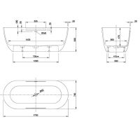 Отдельностоящая ванна Knief Lotus с ручками 170х75х63 см 0600-610-01 схема 2