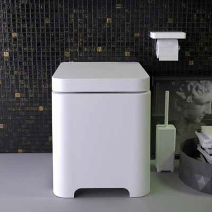 Изображение Напольный безободковый унитаз Knief Feel с крышкой микролифт 58х39х42 см