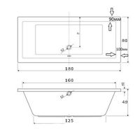 Встраиваемая ванна Knief Plane Fit с ножками 180x80 см 35.064.00..0000 схема 2