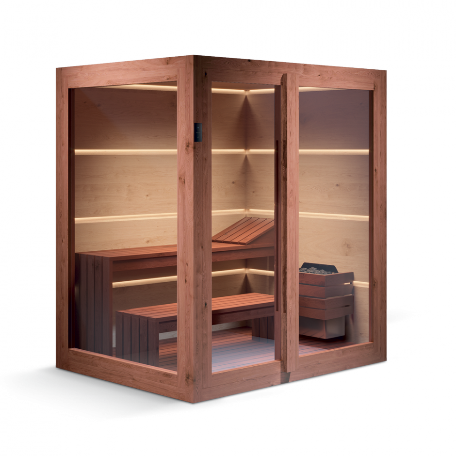 Изображение Сауна Gruppo Treesse Aura с 2 стеклянными панелями 200х200х216