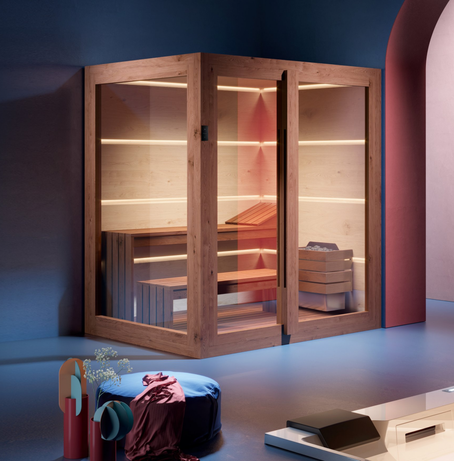 Изображение Сауна Gruppo Treesse Aura с 2 стеклянными панелями 180х150х216