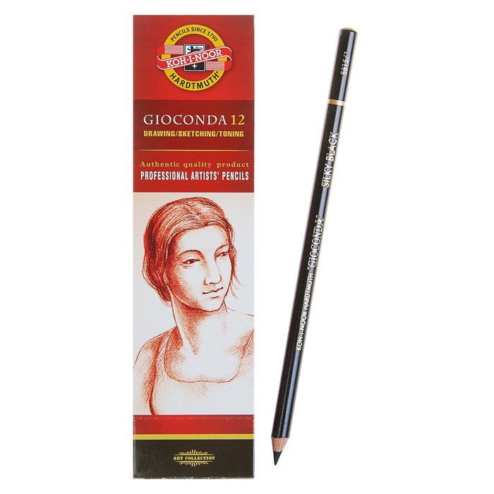 Карандаш художественный чернографитный 4.2 мм, Koh-I-Noor GIOCONDA SILKY 8815 soft, чёрный, L=175 мм