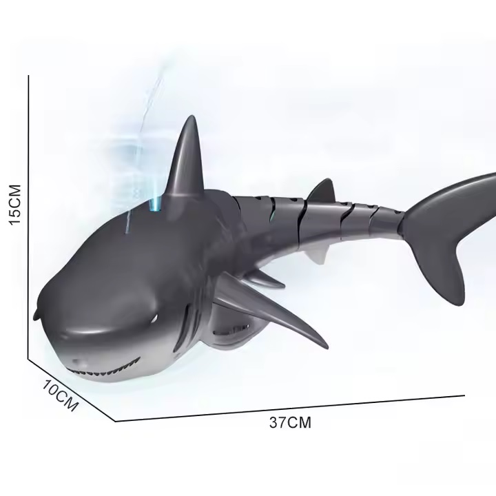 Акула черная касатка плавает в воде радиоуправляемая фонтан, свет 37 см.