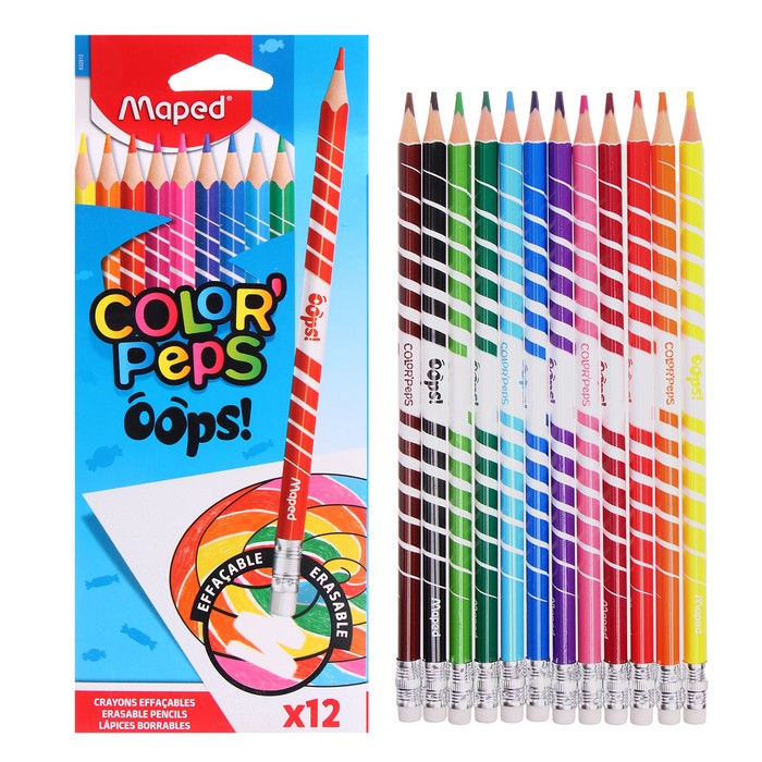 Карандаши 12 цветов, Maped Color Peps Oops, пластиковые, европодвес